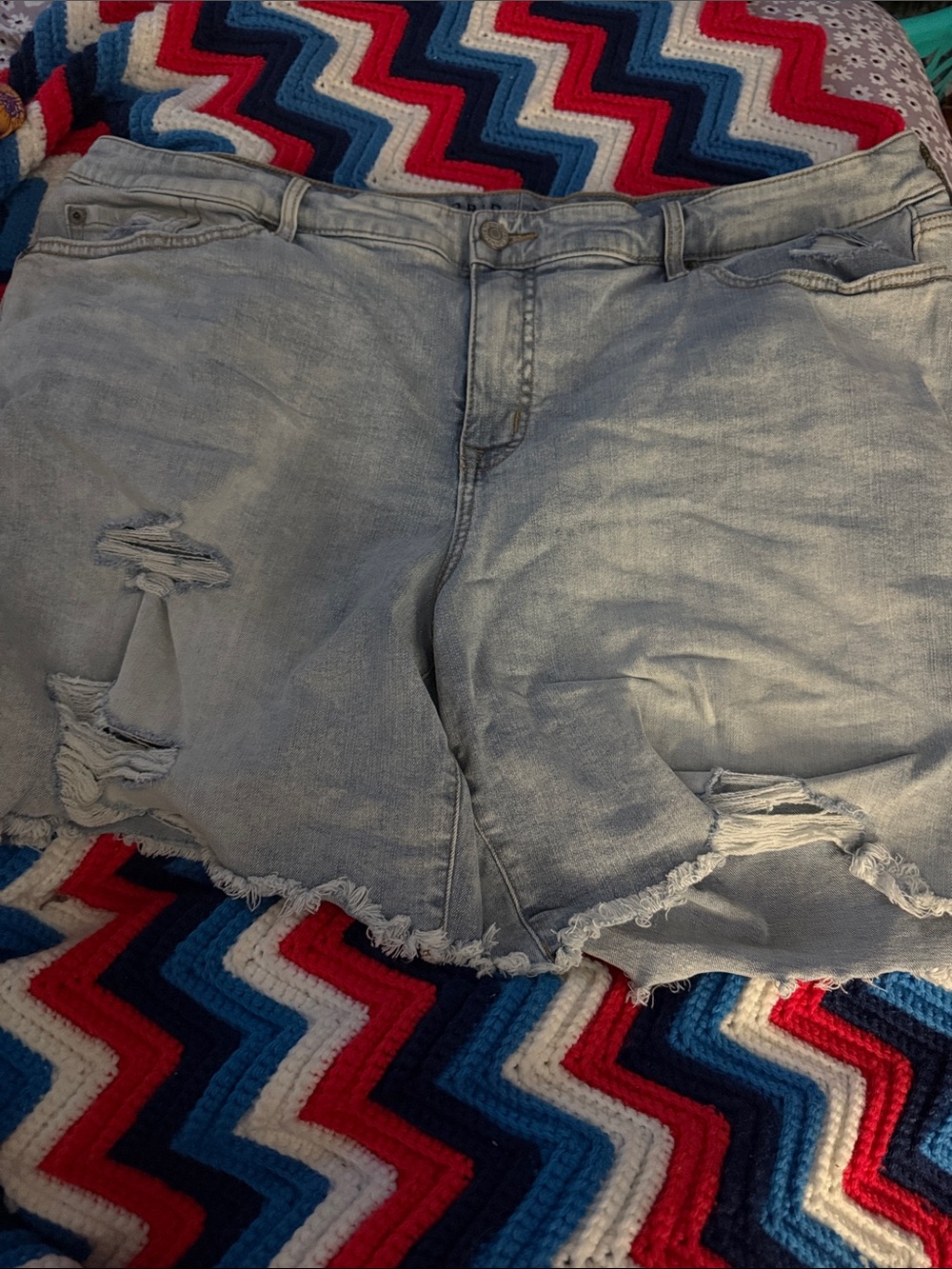 torrid Light Blue Distressed High-Rise Denim Cutoff Shorts